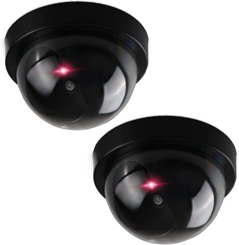 Fake Security Cameras 2 Pack, Dummy CCTV Dome with Flashing Red LED | Battery-operated dummy surveillance cameras for indoor and covered outdoor use; no recording, WiFi or app in Saudi Arabia