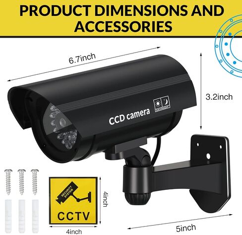 Macarrie 8 Pcs Fake Camera Dummy Security Camera with Flashing LED Light Realistic Plastic Fake Video CCTV for Indoor Outdoor Home Office Store, No Battery Included(Black) in Kuwait