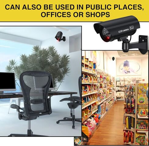 Macarrie 8 Pcs Fake Camera Dummy Security Camera with Flashing LED Light Realistic Plastic Fake Video CCTV for Indoor Outdoor Home Office Store, No Battery Included(Black) in Kuwait
