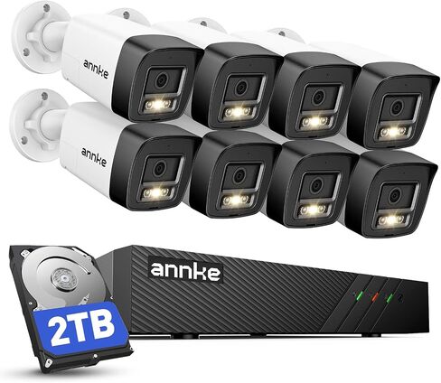 ANNKE 8CH 5MP Camera PoE Security System, 2TB HDD, Red & Blue Light Alarm | 4pcs 3K Outdoor Bullet IP Cams, 6MP H.265+NVR, 2-Way Audio, Smart Motion Detection, Color Night Vision, Work with Alexa, H500 in Kuwait