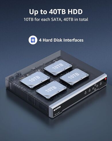 ANNKE 32CH 12MP PoE NVR with Facial Recognition, No HDD Included, Black | H.265+ Network Video Recorder, AI Motion Detection, Support 32pcs 12/8/5/4MP IP Cam, 16 Port Expandable, 4 SATAs Max 40TB in Kuwait