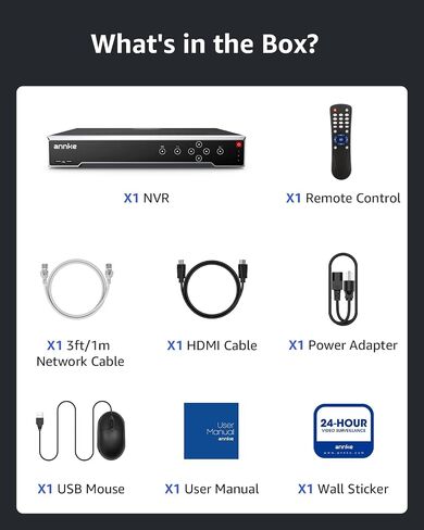 ANNKE 32CH 12MP PoE NVR with Facial Recognition, No HDD Included, Black | H.265+ Network Video Recorder, AI Motion Detection, Support 32pcs 12/8/5/4MP IP Cam, 16 Port Expandable, 4 SATAs Max 40TB in Kuwait