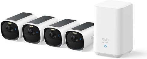 eufy Security eufyCam E40 2-Cam Kit, 2K MaxColor Night Vision，Built-in 16GB | Solar Security Camera, Integrated Solar Panel, Local Storage, No Monthly Fee, Easy Set-up, IP66，Advanced PIR and AI Detection in Kuwait