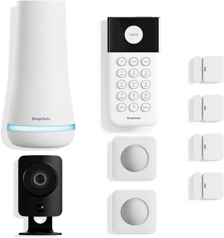 SimpliSafe 9 Piece Wireless Home Security System w/HD Camera - Optional 24/7 Professional Monitoring - No Contract - Compatible with Alexa and Google Assistant in Kuwait