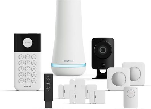 SimpliSafe 12 Piece Wireless Home Security System w/HD Camera - Optional 24/7 Professional Monitoring - No Contract - Compatible with Alexa and Google Assistant, White in Kuwait