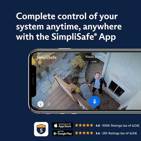 SimpliSafe 12 Piece Wireless Home Security System w/HD Camera - Optional 24/7 Professional Monitoring - No Contract - Compatible with Alexa and Google Assistant, White in Kuwait