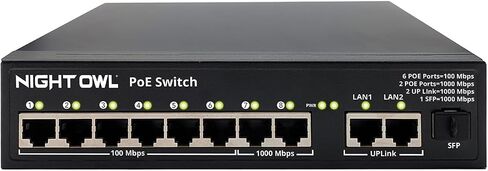 Night Owl 8-Port PoE Switch for Compatible NVR Security Systems, Plug-and-Play Power & Expansion for PoE Cameras in Kuwait