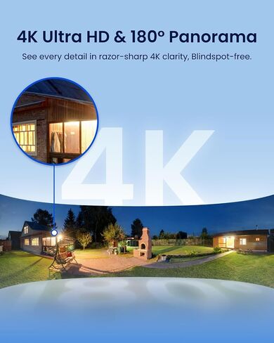 REOLINK Elite Floodlight WiFi 4K 8MP 180° Panoramic Wired Floodlight Camera | Adjustable 3000 Lumens, Local AI Video Search, Dual-Band Wi-Fi 6, 24/7 Recording, No Subscription, 100~240V AC Hardwired in Kuwait