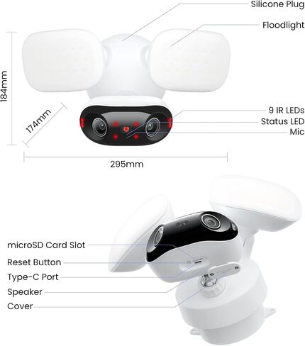 REOLINK Elite Floodlight WiFi 4K 8MP 180° Panoramic Wired Floodlight Camera | Adjustable 3000 Lumens, Local AI Video Search, Dual-Band Wi-Fi 6, 24/7 Recording, No Subscription, 100~240V AC Hardwired in Kuwait