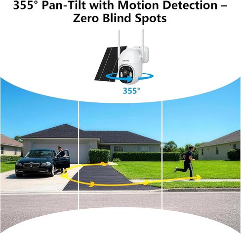 4MP PTZ Solar Security Cameras Wireless Outdoor with Base Station | 64GB Local Storage, No Subscription, Stable WiFi Connection, Color Night Vision, 360° PTZ, PIR Motion Alerts for Yard Garage in Kuwait
