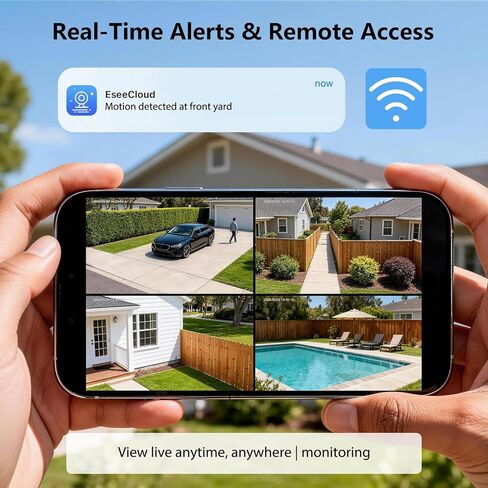 4MP PTZ Solar Security Cameras Wireless Outdoor with Base Station | 64GB Local Storage, No Subscription, Stable WiFi Connection, Color Night Vision, 360° PTZ, PIR Motion Alerts for Yard Garage in Kuwait