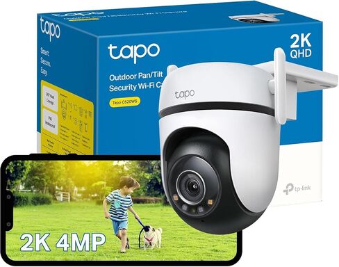 TP-Link Tapo 2K QHD Outdoor Pan/Tilt Wi-Fi Security Camera, 360° View, Motion Tracking, Color Night Vision, Free Person/Vehicle/Motion Detection, Cloud & SD Card Storage, 24/7 Recording, Tapo C520WS… in Kuwait