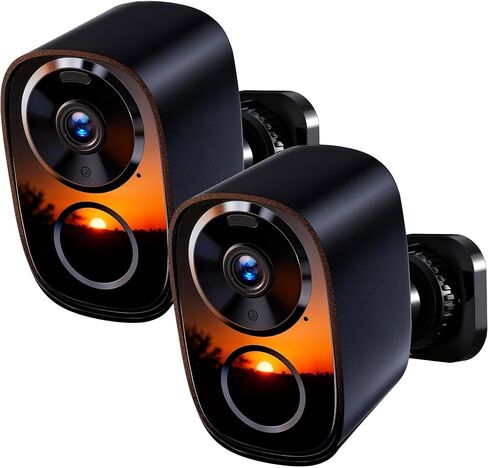 2026 Upgraded 2K Security Cameras Wireless Outdoor (2-Pack), Free Cloud & SD Storage, Long Battery Life, 2.4G/5G Wifi Support, Motion Detection, Color Night Vision, Spotlight, Waterproof, 2-Way Talk in Kuwait