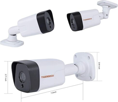 TIGERSECU 5MP Metal Long Range Security Camera for TVI/CVI/AHD/CVBS DVRs | Hybrid 4-in-1 with OSD Switch, Weatherproof for Indoor and Outdoor Use, Power Supply and Coaxial Cable Sold Separately in Kuwait