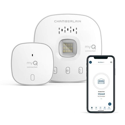 CHAMBERLAIN Smart Garage Control - Wireless Garage Hub and Sensor with Wifi & Bluetooth - Smartphone Controlled, myQ-G0401-ES, White in Kuwait