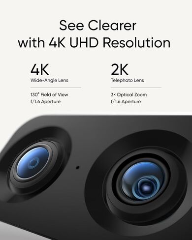 eufy Security 4K Indoor Cam S350, No Subscription, Dual Cameras, 8× Zoom, 360° Coverage, Works as a Pet Camera, Nanny/Senior/Baby Monitor, AI Auto-Tracking, Human/Pet/Cry Detection, 2.4/5 GHz Wi-Fi | 360° Coverage,Works as a Pet Camera,Nanny/Senior/Baby M in Kuwait