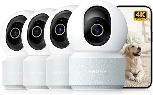 Anona 4K UHD Indoor Camera, Pet/Dog/Baby Security Camera with Phone App, 360°Pan-Tilt, 5G/2.4G Dual-Band Wi-Fi 6, Auto-Tracking, Person/Pet/Baby Crying Detection, Privacy Mode, Two-Way Audio, 2 Pack in Saudi Arabia