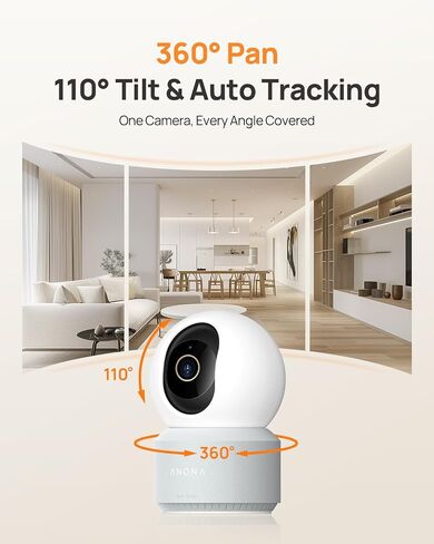 Anona 4K UHD Indoor Camera, Pet/Dog/Baby Security Camera with Phone App, 360°Pan-Tilt, 5G/2.4G Dual-Band Wi-Fi 6, Auto-Tracking, Person/Pet/Baby Crying Detection, Privacy Mode, Two-Way Audio, 2 Pack in Saudi Arabia