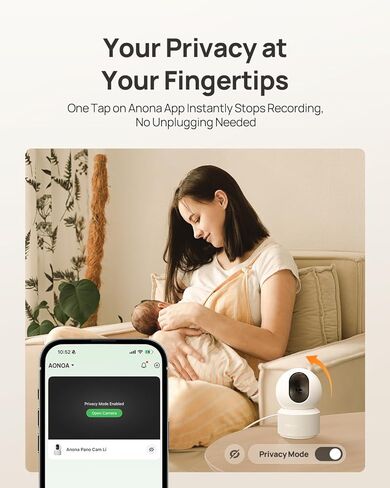Anona 4K UHD Indoor Camera, Pet/Dog/Baby Security Camera with Phone App, 360°Pan-Tilt, 5G/2.4G Dual-Band Wi-Fi 6, Auto-Tracking, Person/Pet/Baby Crying Detection, Privacy Mode, Two-Way Audio, 2 Pack in Saudi Arabia