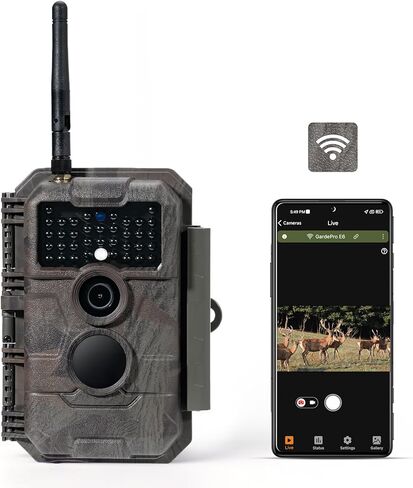 GardePro E6 WiFi Trail Camera (Non-Cellular), Stable WiFi with External Antenna, On-Site App Viewing, 64MP 1296P HD, No-Glow Night Vision, Motion Activated Waterproof Game Camera | On-Site App Viewing, 64MP 1296P HD, No-Glow Night Vision, Motion Activated in Kuwait