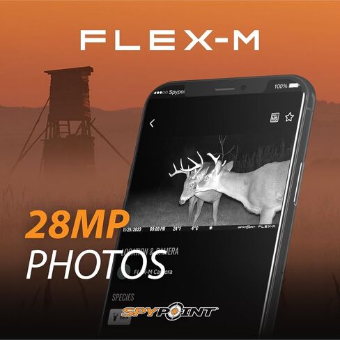 SPYPOINT Flex-M Solar Bundle - Cellular Trail Camera with Solar Panel, Best in Hunting Accessories, No WiFi Needed, GPS, Night Vision, Motion Activated, Dual-Sim LTE, IP65 Water-Resistant Game Camera | - Includes Flex-M Camera Plus Splb-10 Compact Lithium in Kuwait