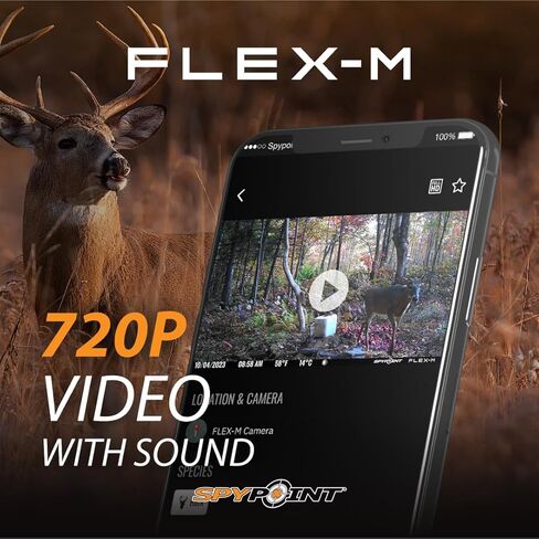 SPYPOINT Flex-M Solar Bundle - Cellular Trail Camera with Solar Panel, Best in Hunting Accessories, No WiFi Needed, GPS, Night Vision, Motion Activated, Dual-Sim LTE, IP65 Water-Resistant Game Camera | - Includes Flex-M Camera Plus Splb-10 Compact Lithium in Kuwait
