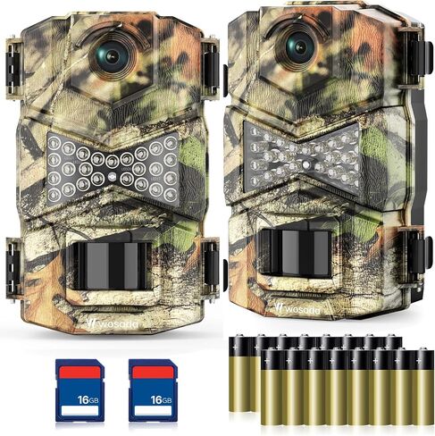 WOSODA 2 Pack Trail Cameras with Night Vision Motion Activated Waterproof,48MP Game Camera,1080P HD Trail Cam with SD Card for Wildlife Monitoring,Outdoor Scouting & Security(Non-WiFi) in Kuwait