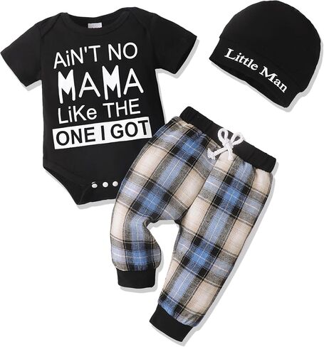 Renotemy Newborn Baby Boys Clothes Infant Boy Romper Outfits 0-18 Months | Baby Boys Outfits,Summer Spring Long Pants Toddler Baby Boy Clothes Set,Short Sleeve Romper Outfits Set With Hat in Kuwait
