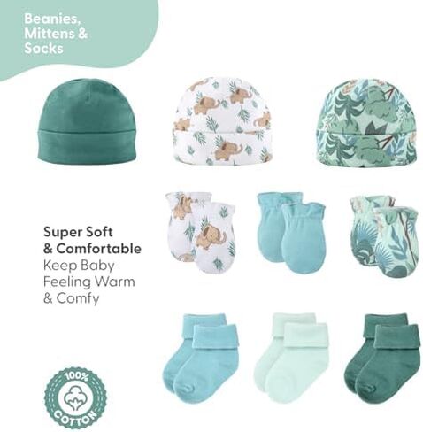 The Peanutshell Baby Layette Gift Set for Boys or Girls - Unisex Newborn to 9 Months Baby Clothes & Essentials - Wild Jungle in Kuwait