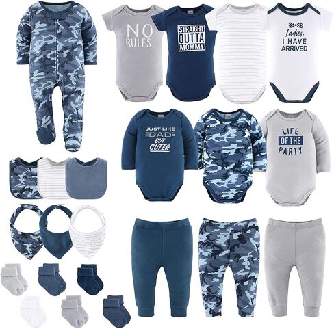The Peanutshell Baby Layette Gift Set for Boys, Newborn Boy Gift Sets, Baby Clothes & Newborn Essentials Must-Have, Blue Camo in Kuwait