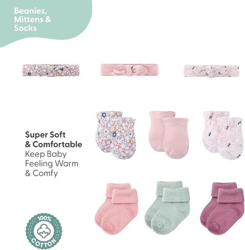 The Peanutshell Baby Layette Gift Set for Girls - 16 Piece New Born Girl Gift Set, Baby Clothes, 0-9 Months - Prairie Floral in Kuwait
