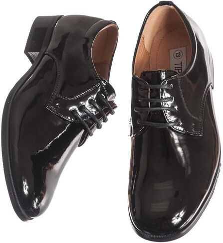 Lito Round Toed Black Shiny Tux Shoes for Infants, Toddlers, and Boys (Todd 7) in Kuwait