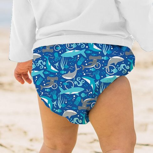 green sprouts Pull-up Reusable Absorbent Swim Diaper, Royal Blue Sharks, 24 Months in Kuwait