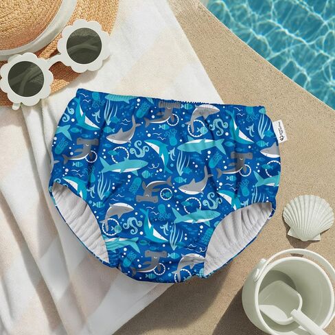 green sprouts Pull-up Reusable Absorbent Swim Diaper, Royal Blue Sharks, 24 Months in Kuwait
