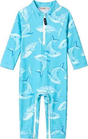 weVSwe Baby Boy UPF 50+ Rash Guard with Crotch Zipper 0-3 Years | Long Sleeve UV Swimsuit, Easy Diaper Changes, Quick-Dry Stretchy Fabric, Beach & Pool Essential, OEKO-TEX certified in Saudi Arabia