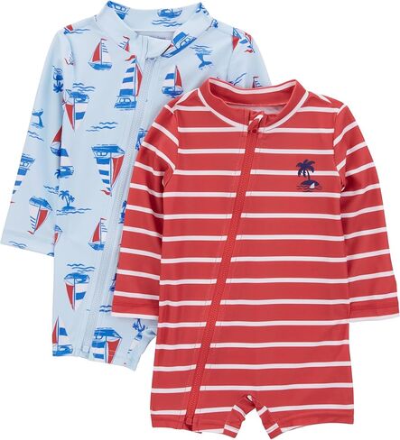 Simple Joys by Carter's Baby Boys' 2-Pack 1-piece Zip Rashguards in Kuwait