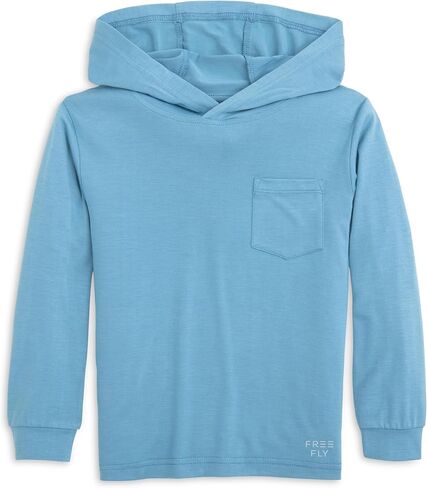 Free Fly Toddler Shade Hoodie - UPF 50+ Sun Protection Moisture Wicking, Breathable Bamboo Viscose Long Sleeve Kids Shirt - Bluestone, 4 Years in Kuwait