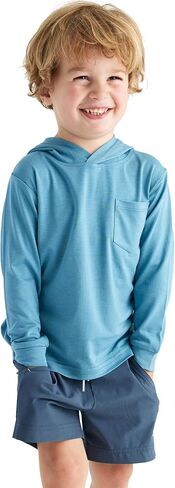 Free Fly Toddler Shade Hoodie - UPF 50+ Sun Protection Moisture Wicking, Breathable Bamboo Viscose Long Sleeve Kids Shirt - Bluestone, 4 Years in Kuwait