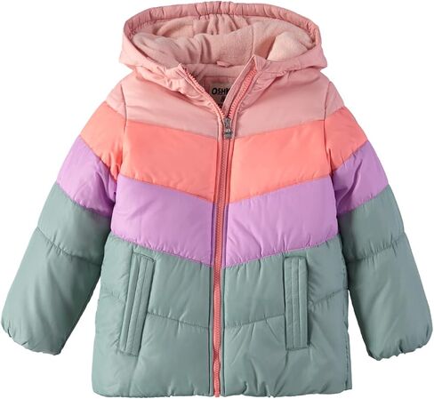 OSHKOSH B'GOSH Girls' Perfect Colorblocked Heavyweight Jacket Coat (18 Months, Pastel Multicolor) in Kuwait