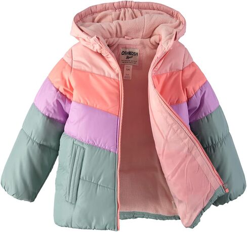 OSHKOSH B'GOSH Girls' Perfect Colorblocked Heavyweight Jacket Coat (18 Months, Pastel Multicolor) in Kuwait