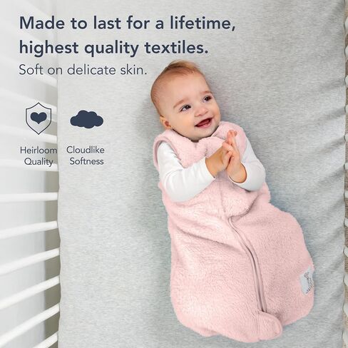 Little Giraffe Chenille Dream Sack, Pink - 1 TOG Sleep Sack 0-6 Months with Double-Zipper Design for Easy Diaper Changes - Ultra-Soft Baby Wearable Blanket with Chin and Zipper Guards in Saudi Arabia