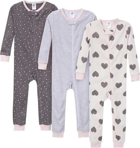 Gerber Baby Girls 3-Pack Snug Fit Footless One Piece Cotton Pajamas in Kuwait