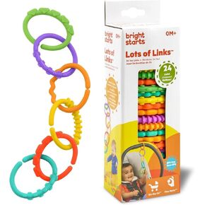 Bright Starts Lots of Links Rings Toys for Stroller or Carrier Seat, BPA-Free, Ages 0 Months Plus, Multicolor, 24 Count in Kuwait