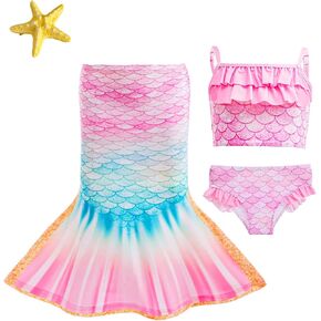 Little Girls 4pcs Swimsuit Bathing Suits Bikini Set with Princess Skirt for Kids Toddler Swimwear for 5-6 Years Pink in Saudi Arabia