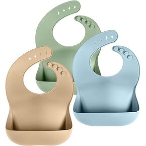 Cuddle Campus Set of 3 Silicone Bibs for Babies & Toddlers,Soft Adjustable Bibs with Pocket Food Catcher for Baby Girl,Boy in Kuwait