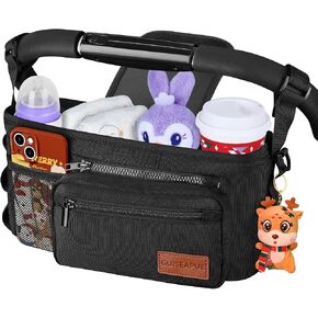 Stroller Organizer with Cup Holder, Non-Slip Stroller Caddy Baby Essentials | Universal Stroller Bag Accessories with Detachable Phone Bag, Fits for Uppababy, Baby Jogger, Christmas New Moms Baby Gifts in Kuwait