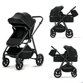 Premium High-View Baby Stroller, Foldable Pram for Newborn to Toddler, Reversible Seat and Adjustable Handlebar Stroller, Fits Ages 0-3 (Ggrey) in Saudi Arabia