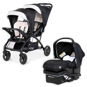 Baby Trend Compact Double Stroller & Infant Car Seat Combo, 2 Pc, Stormy | Lightweight and Compact Travel Stroller and Car Seat Tandem For Babies, Infants, And Toddlers in Kuwait
