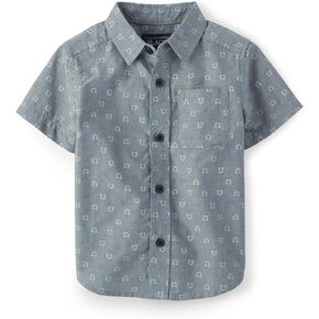 The Children's Place Baby Boys' and Toddler Boys Poplin Short Sleeve Button Down Shirt in Kuwait