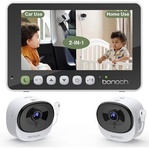 bonoch 5" 1440P Baby Car Camera, Clearest Monitor, 360° Rotating Wide View | Backseat Rear-Facing Mirror for Baby, USB Powered with Charger, Easy Setup, Night Vision, Plug&Play Safe Driving Car Monitor in Saudi Arabia